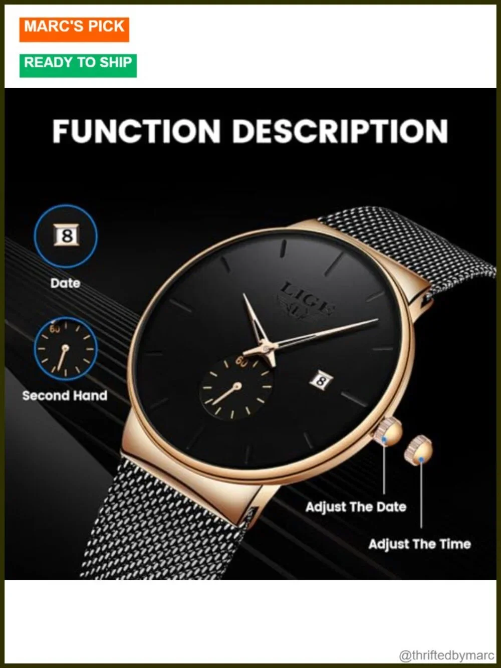 Men's Waterproof Dress Vintage Casual Stainless Steel Japanese Quartz Watch